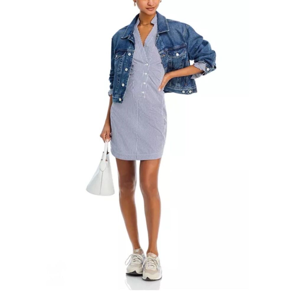 DEREK LAM 10 CROSBY Beverly Striped Shirt Dress, Navy/White, Sz 4